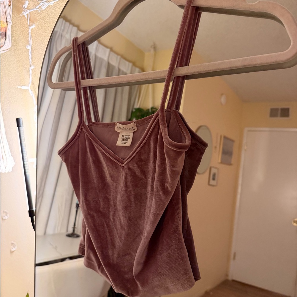 Full Tilt Velvet Double Strap Cami in Dusty Rose